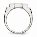 Stainless Steel Polished Cross Ring with Black Enamel Accent