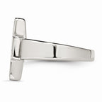 Stainless Steel Polished Cross Ring with Black Enamel Accent