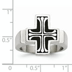 Stainless Steel Enameled Polished Cross Ring