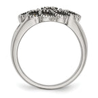 Stainless Steel Textured Flower Marcasite Ring