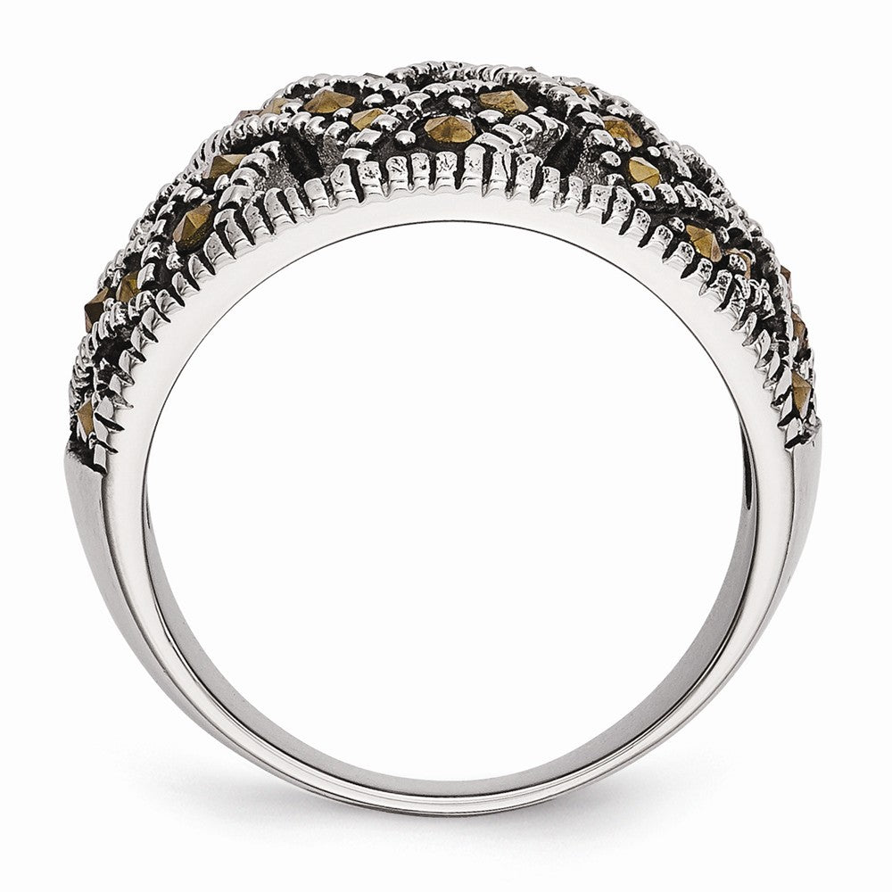Sophia Jewelers Stainless Steel Polished Marcasite Antique Ring