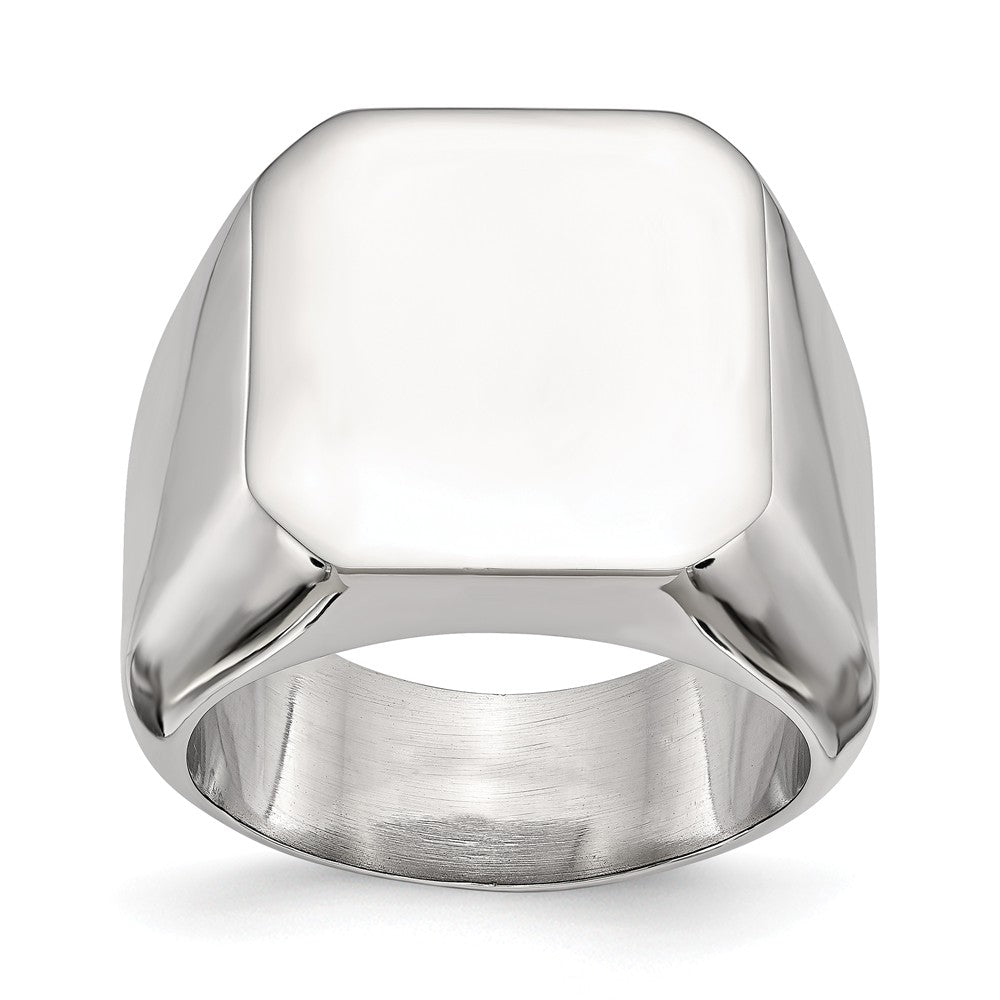 Stainless Steel Polished Signet Ring with Engravable Elegance by Sophia Jewelers - 9 - 9