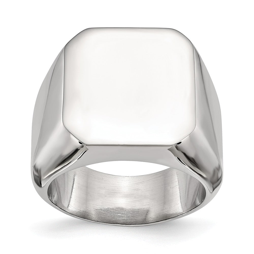 Stainless Steel Polished Square Signet Ring