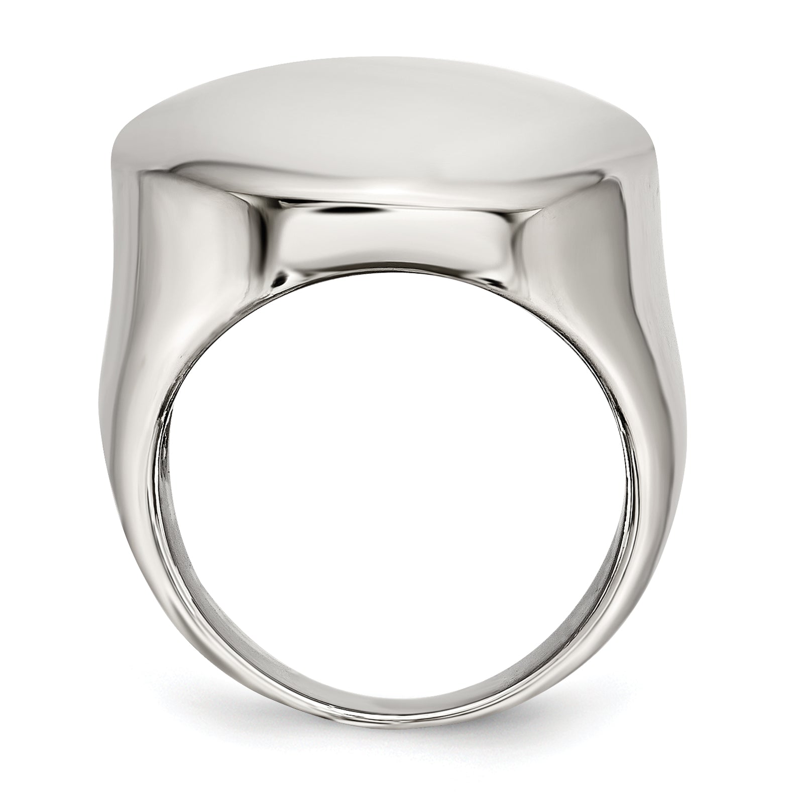 StainleSterling Silver Steel Polished Circular Signet Ring Secondary image