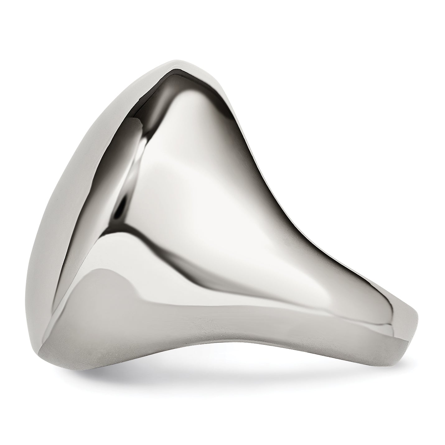 StainleSterling Silver Steel Polished Circular Signet Ring