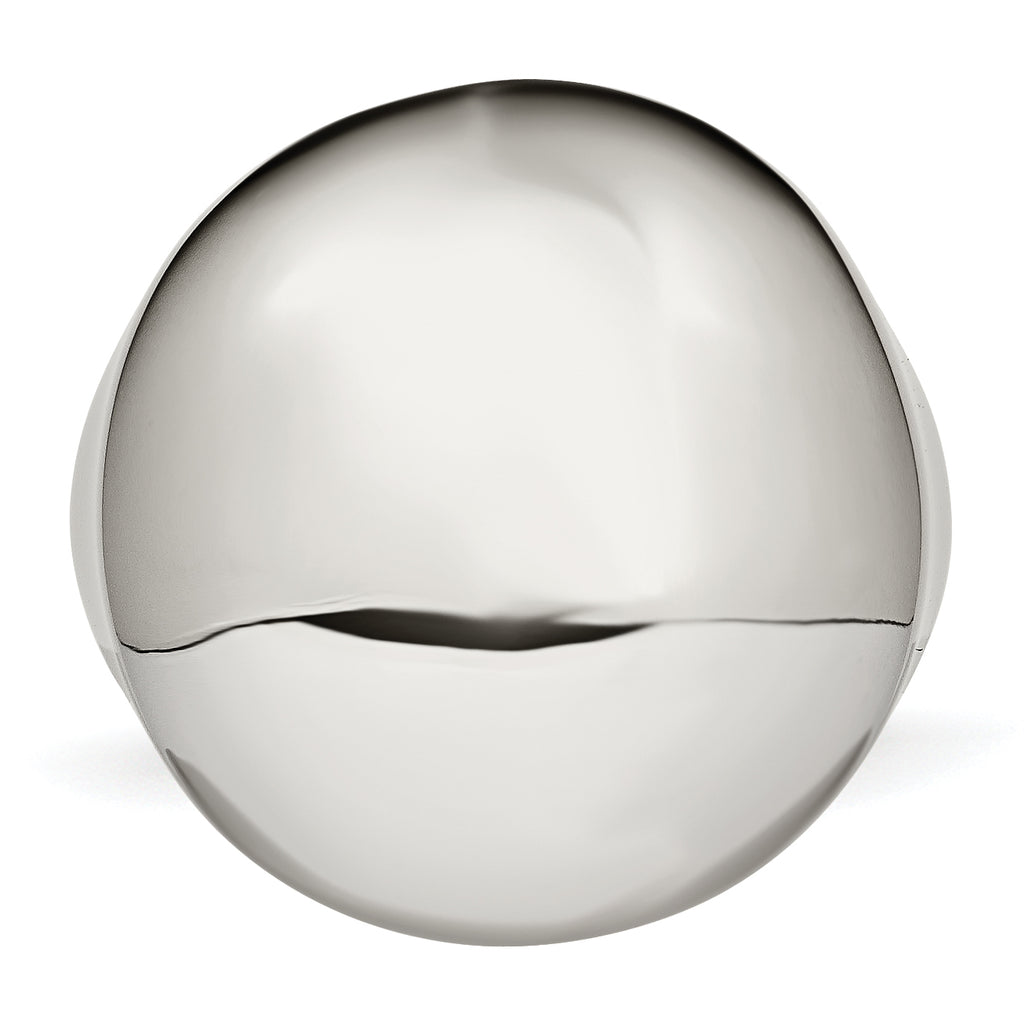 StainleSterling Silver Steel Polished Circular Signet Ring