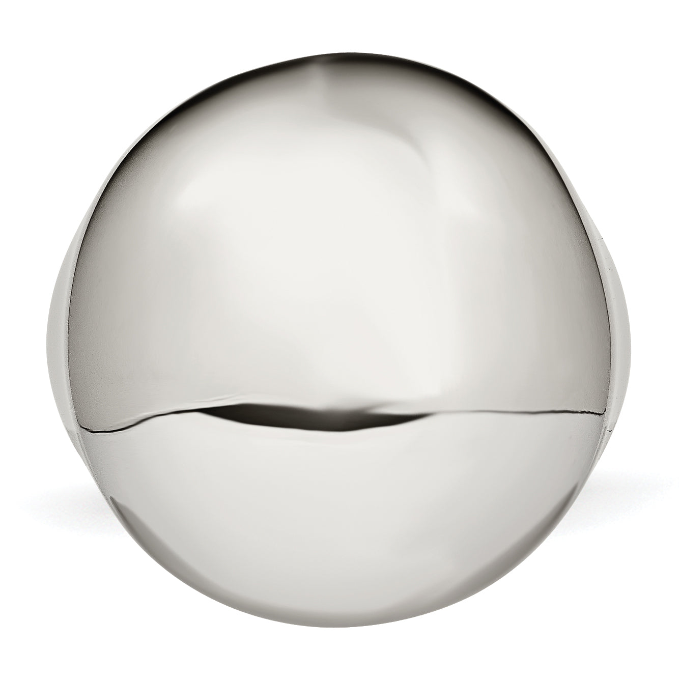 StainleSterling Silver Steel Polished Circular Signet Ring