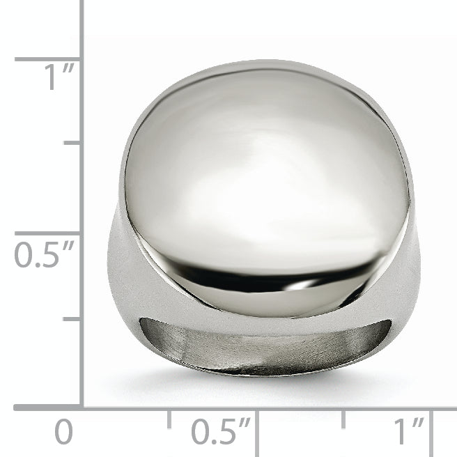 StainleSterling Silver Steel Polished Circular Signet Ring