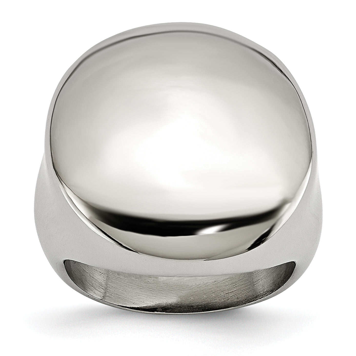 Stainless Steel Polished Circular Signet Ring Main image