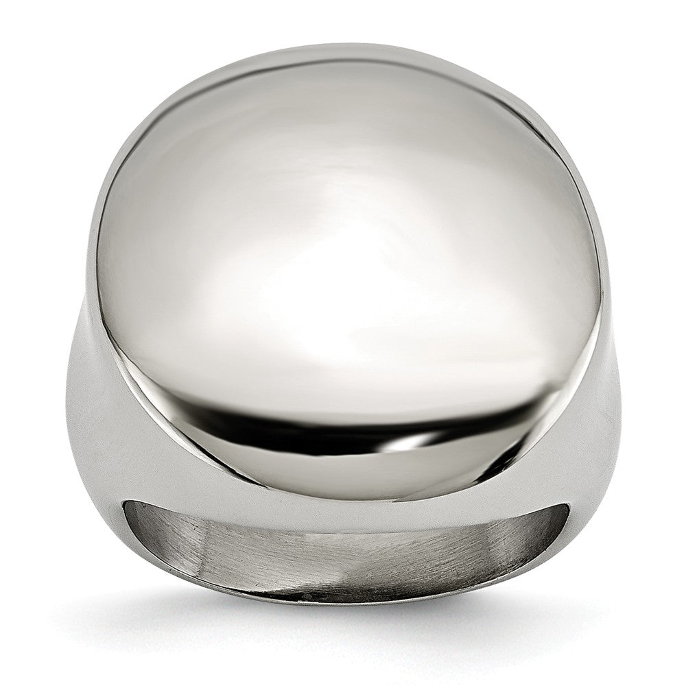 Stainless Steel Polished Circular Signet Ring