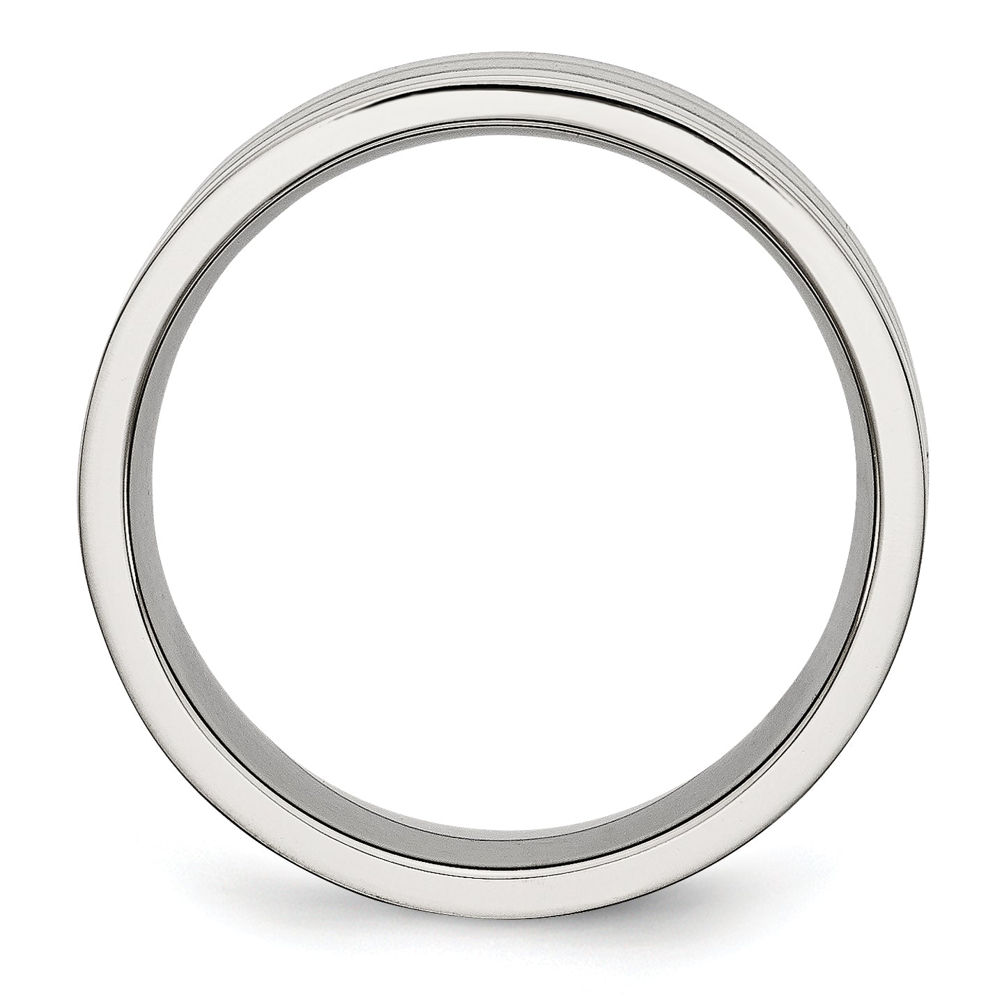 Grooved Comfort-Fit Wedding Band in Stainless Steel, 8mm