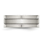 Grooved Comfort-Fit Wedding Band in Stainless Steel, 8mm