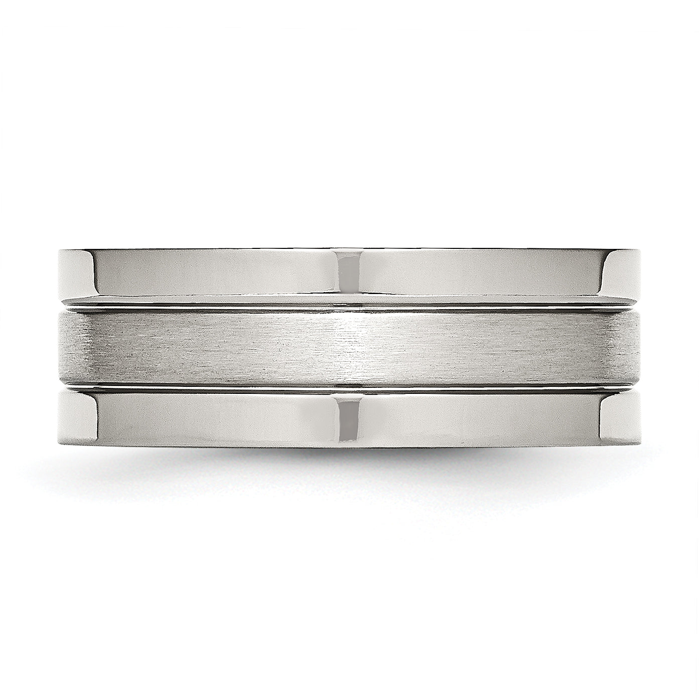 Grooved Comfort-Fit Wedding Band in Stainless Steel, 8mm