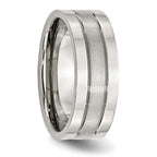 Grooved Comfort-Fit Wedding Band in Stainless Steel, 8mm