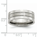 Grooved Comfort-Fit Wedding Band in Stainless Steel, 8mm