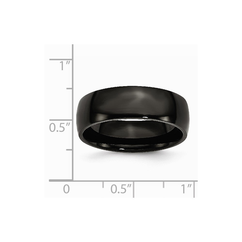 Stainless Steel 7mm Black IP-plated Polished Band