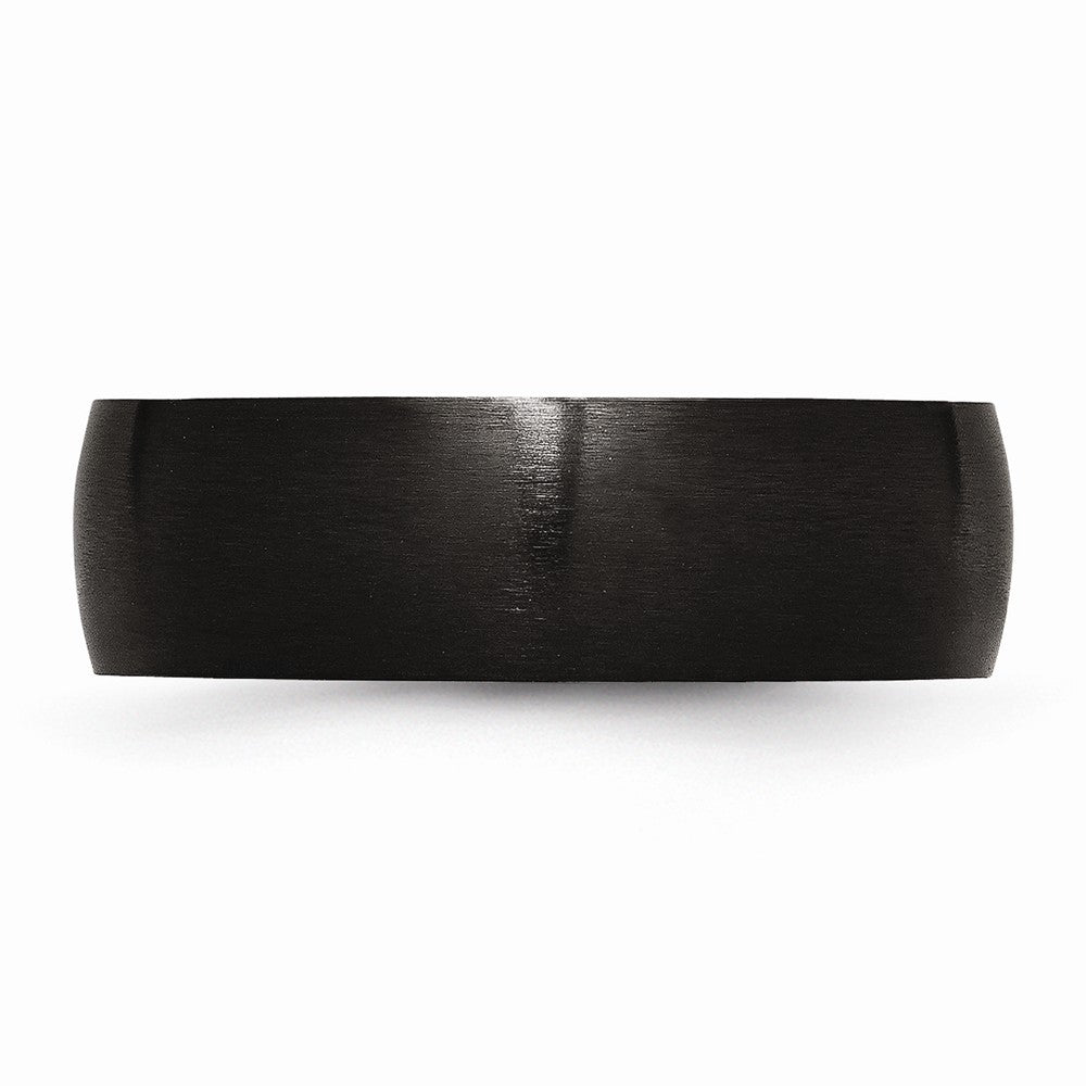 Brushed Wedding Band in Black IP-Plated Stainless Steel, 7mm