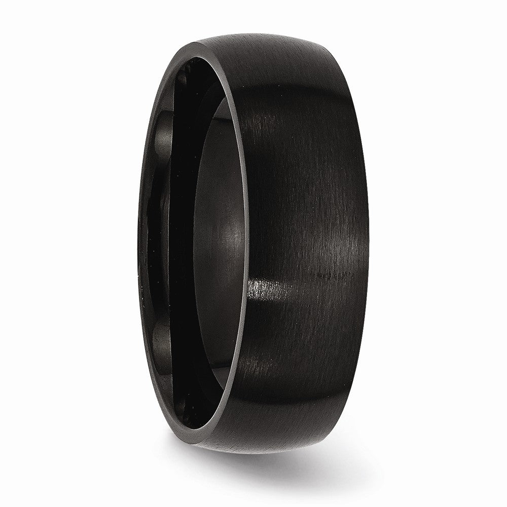 Brushed Wedding Band in Black IP-Plated Stainless Steel, 7mm