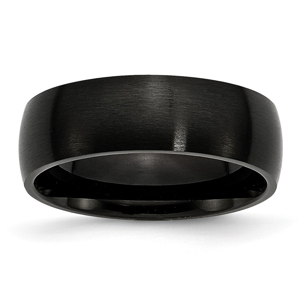 Brushed Wedding Band in Black IP-Plated Stainless Steel, 7mm