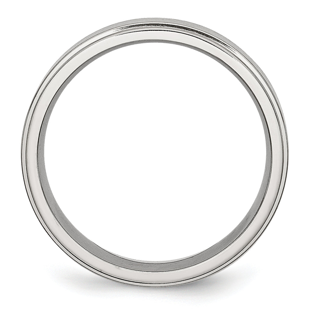 Ridged Edge Comfort-Fit Wedding Band in Stainless Steel, 6mm