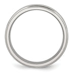 Ridged Edge Comfort-Fit Wedding Band in Stainless Steel, 6mm