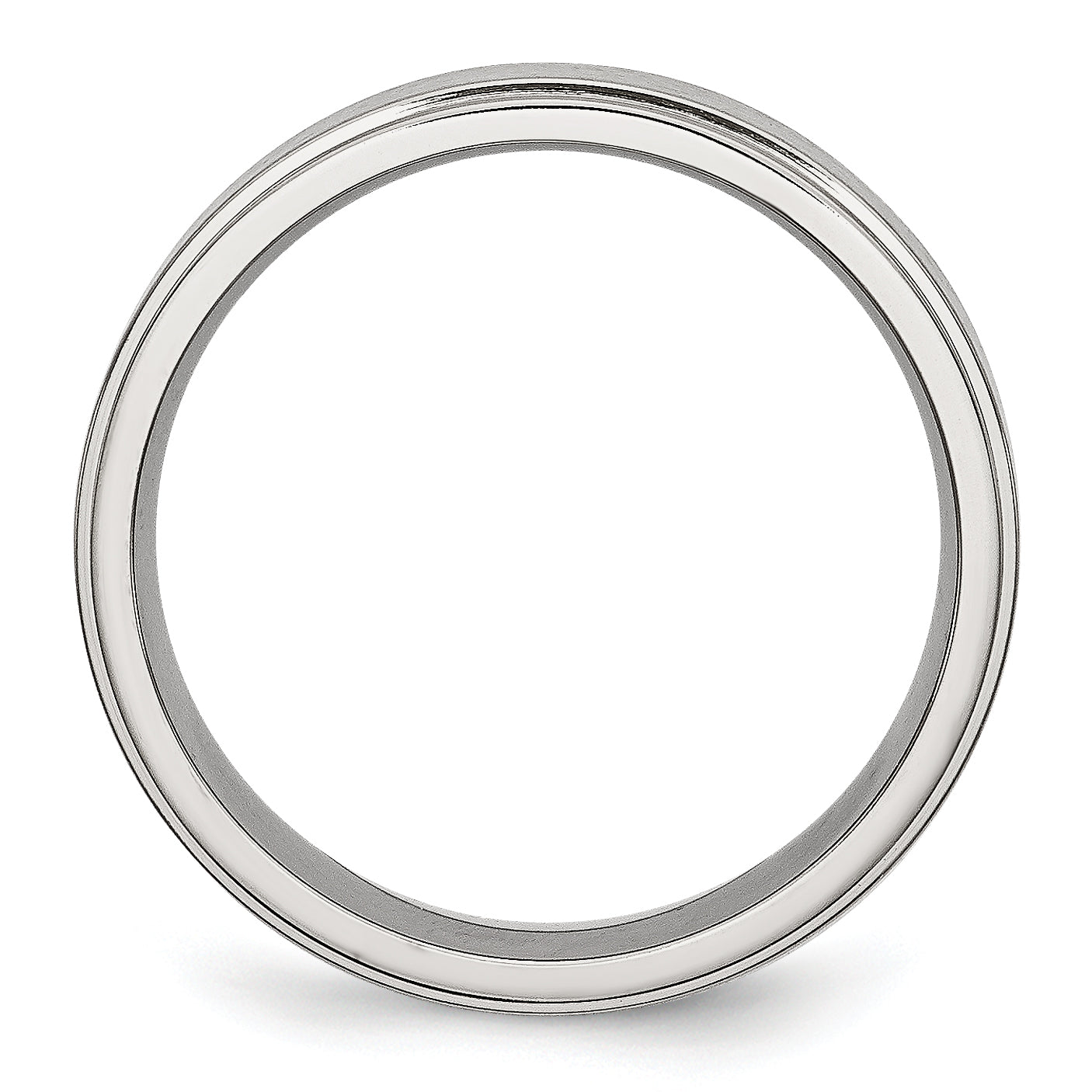 Ridged Edge Comfort-Fit Wedding Band in Stainless Steel, 6mm