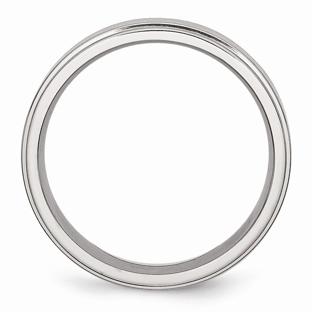 Ridged-Edge Comfort-Fit Wedding Band in Stainless Steel, 6mm Secondary image