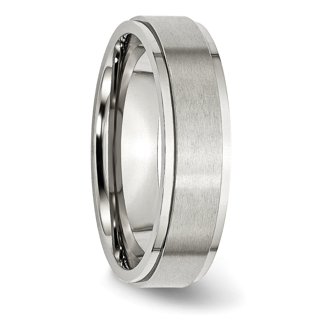Ridged Edge Comfort-Fit Wedding Band in Stainless Steel, 6mm