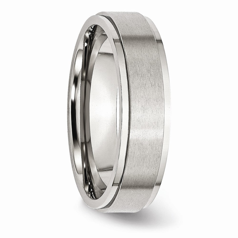 Ridged-Edge Comfort-Fit Wedding Band in Stainless Steel, 6mm