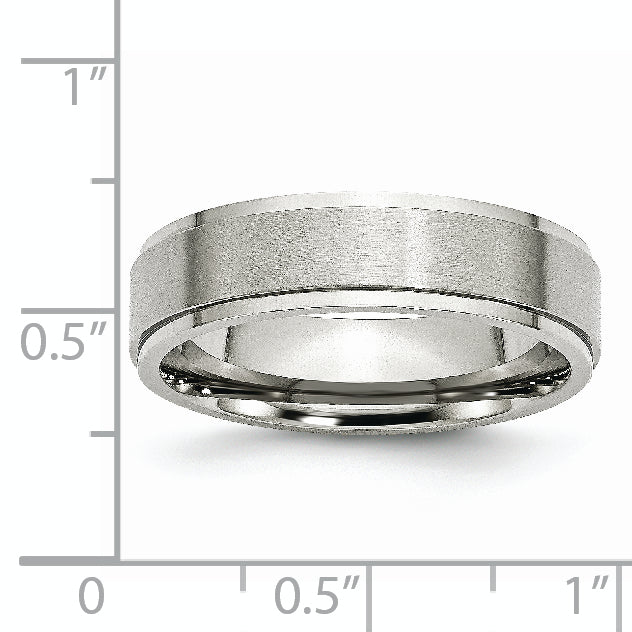 Ridged Edge Comfort-Fit Wedding Band in Stainless Steel, 6mm