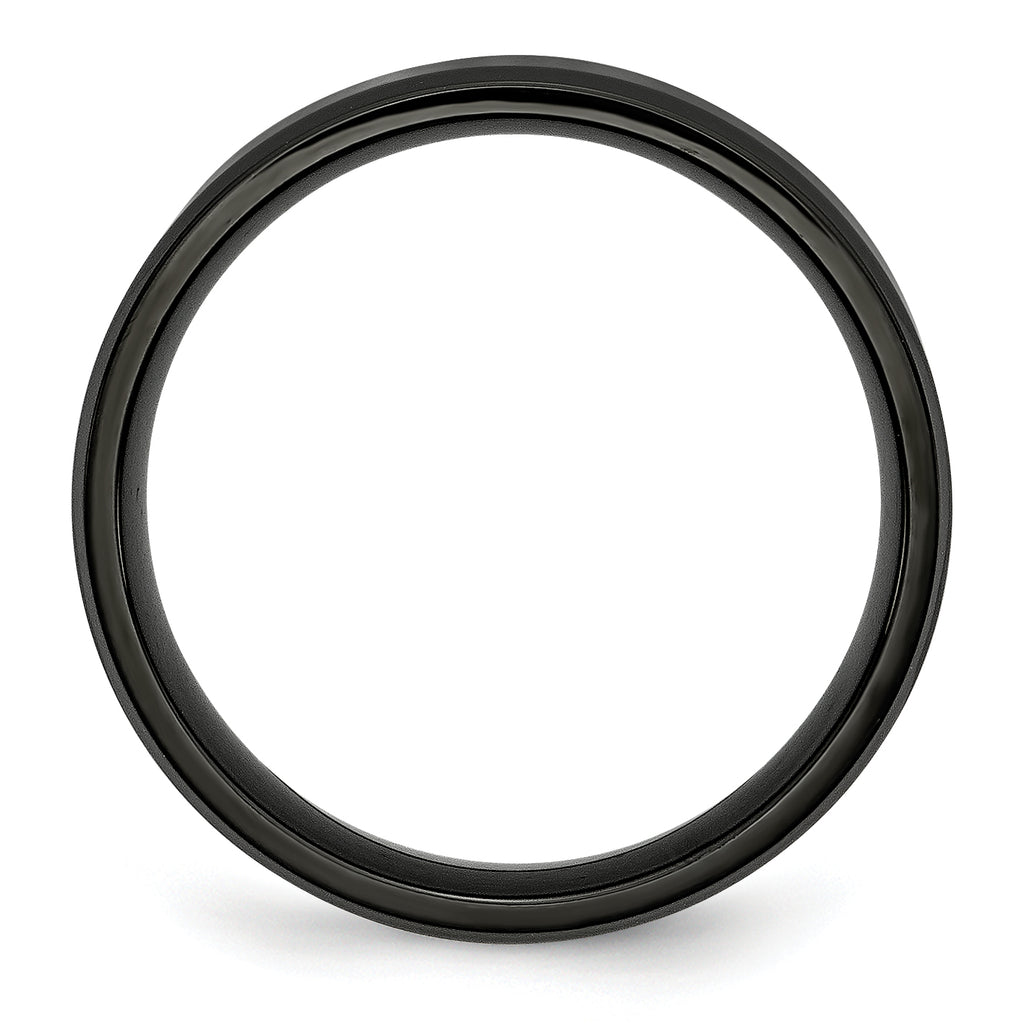 Beveled Edge Wedding Band in Stainless Steel with Black IP, 6mm
