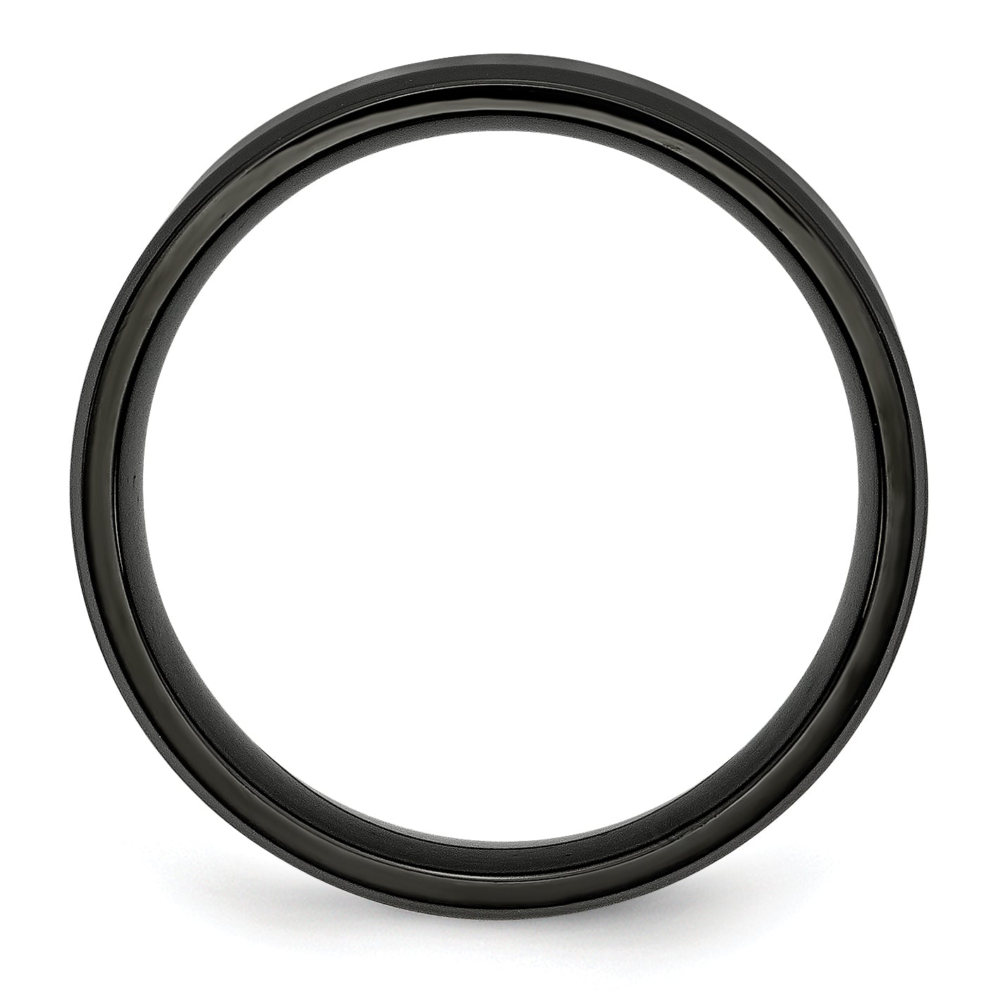 Beveled Edge Wedding Band in Stainless Steel with Black IP, 6mm