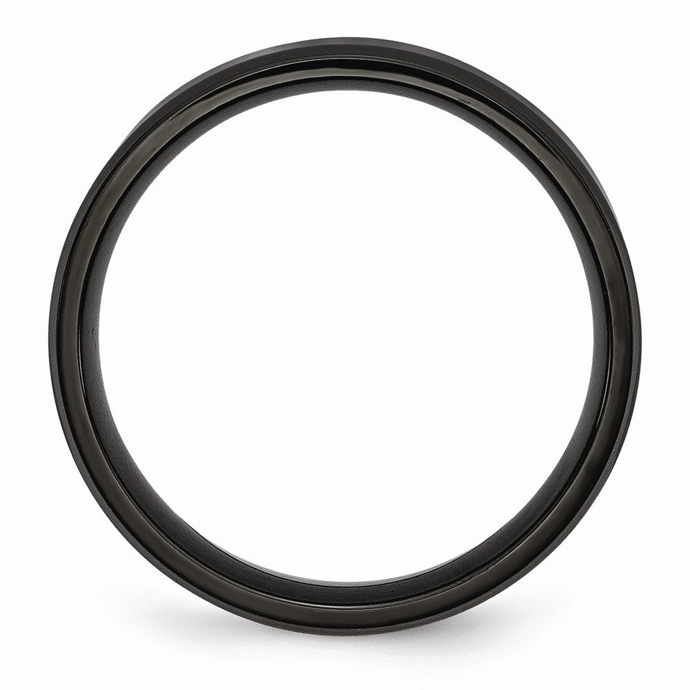 Black IP-Plated Beveled Edge Wedding Band in Stainless Steel, 6mm