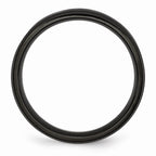 Black IP-Plated Beveled Edge Wedding Band in Stainless Steel, 6mm