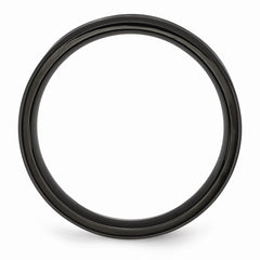 Sophia Jewelers 6mm Black IP Stainless Steel Wedding Band Engravable Beveled Edge