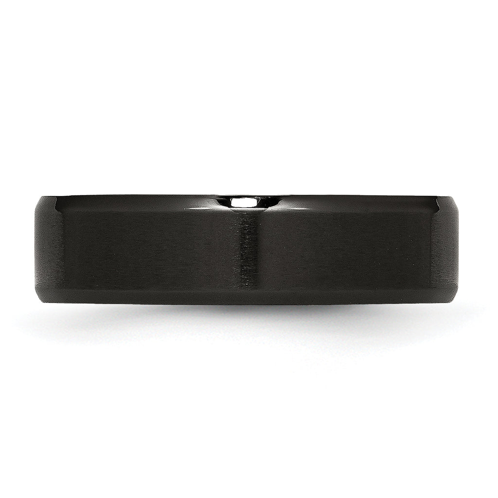 Beveled Edge Wedding Band in Stainless Steel with Black IP, 6mm