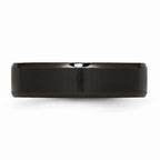 Black IP-Plated Beveled Edge Wedding Band in Stainless Steel, 6mm