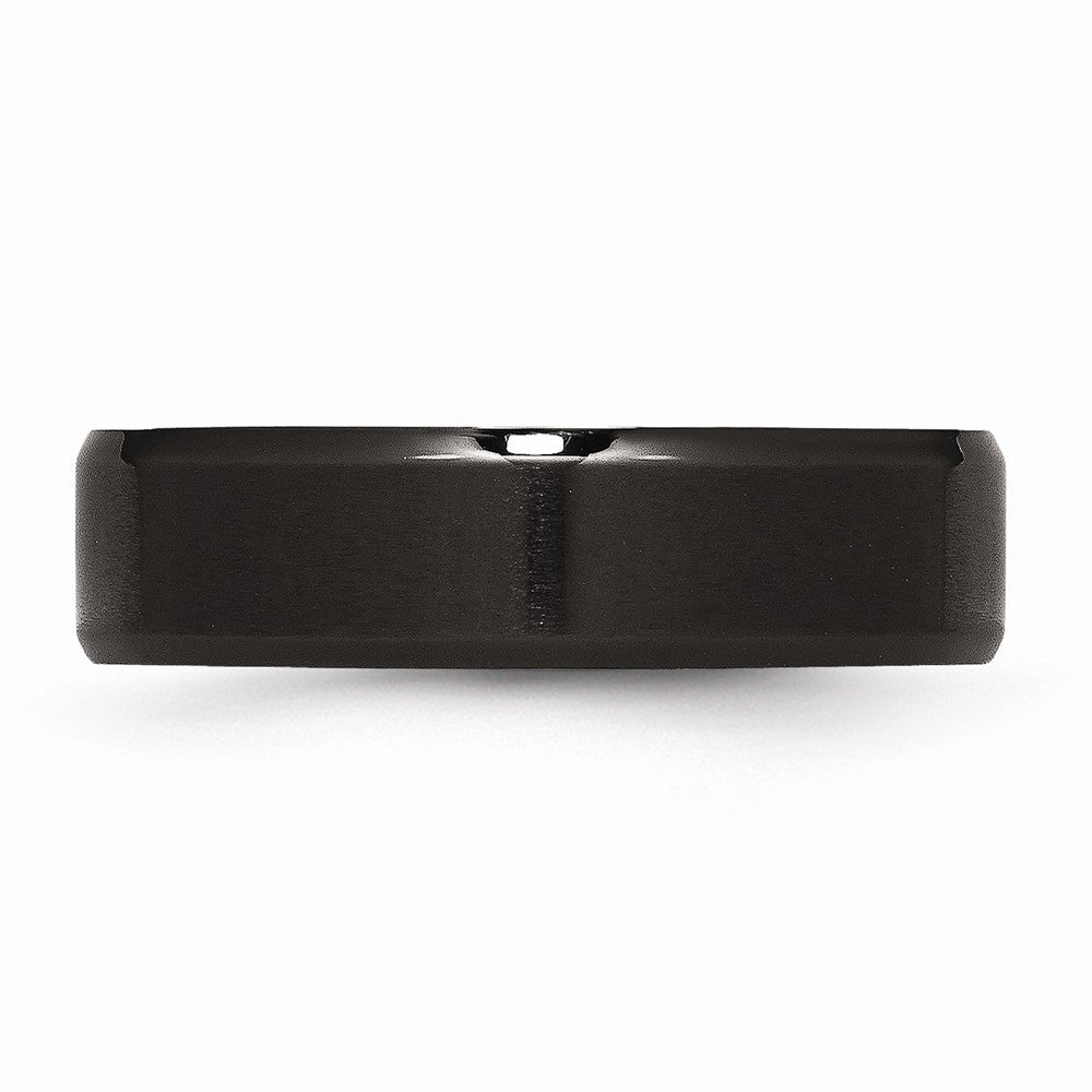 Black IP-Plated Beveled Edge Wedding Band in Stainless Steel, 6mm