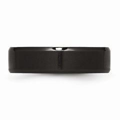 Sophia Jewelers 6mm Black IP Stainless Steel Wedding Band Engravable Beveled Edge