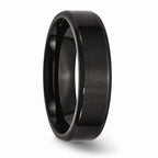Black IP-Plated Beveled Edge Wedding Band in Stainless Steel, 6mm
