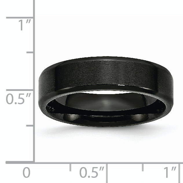 Beveled Edge Wedding Band in Stainless Steel with Black IP, 6mm