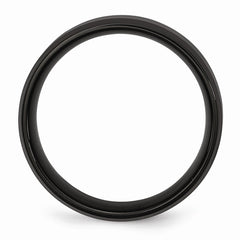 Stainless Steel 8mm Black IP-plated Brushed/Polished Beveled Edge Band