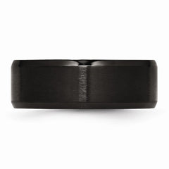 Stainless Steel 8mm Black IP-plated Brushed/Polished Beveled Edge Band