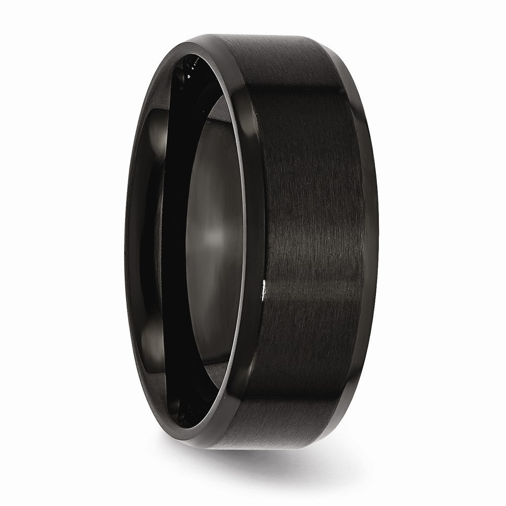 Sophia Jewelers Stainless Steel Black IP-Plated Beveled Wedding Band Engravable