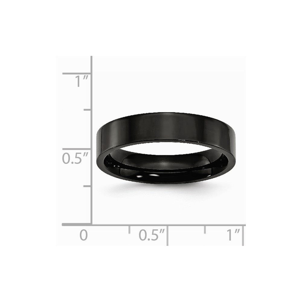 Stainless Steel 5mm Black IP-plated Polished Flat Band