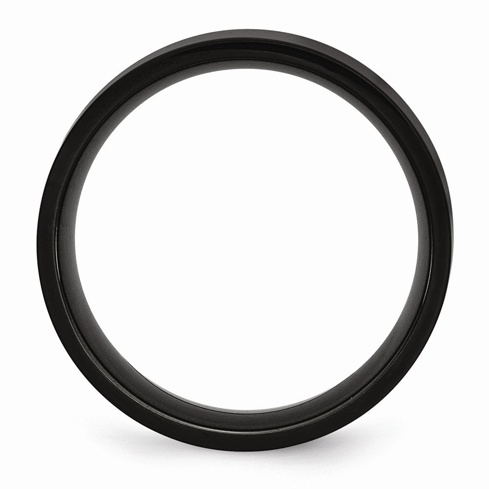 Stainless Steel 8mm Black IP-plated Polished Flat Band