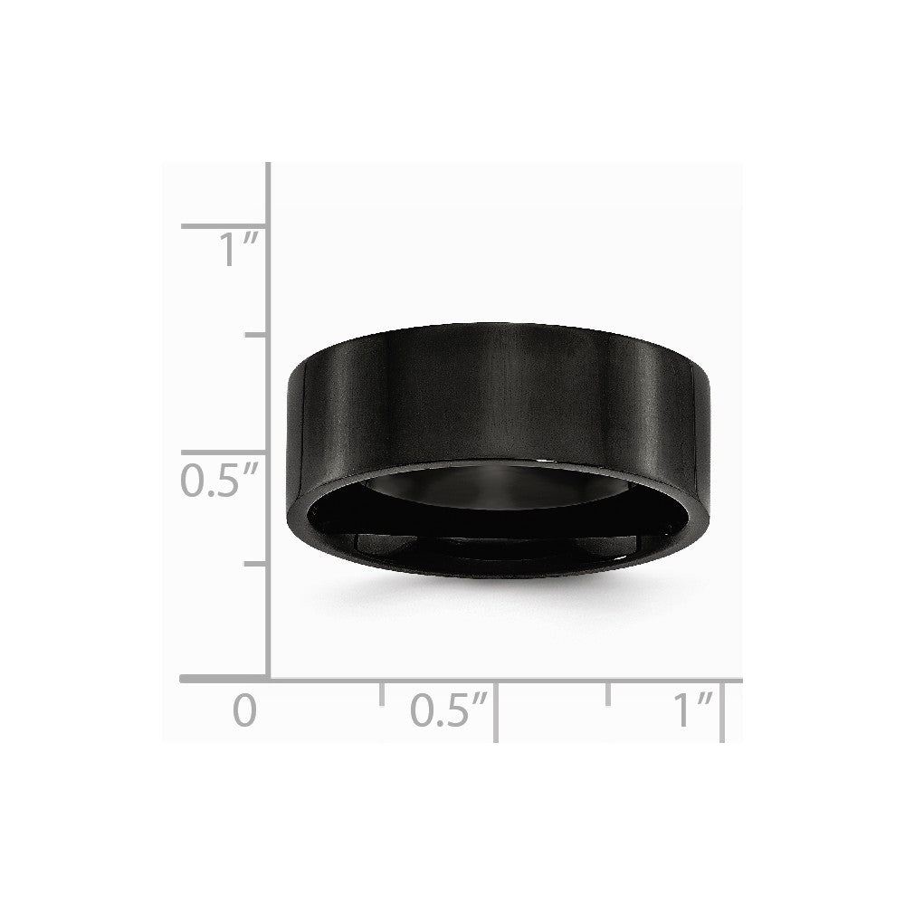 Stainless Steel 8mm Black IP-plated Polished Flat Band