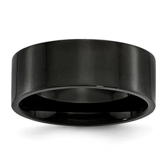 Stainless Steel 8mm Black IP-plated Polished Flat Band