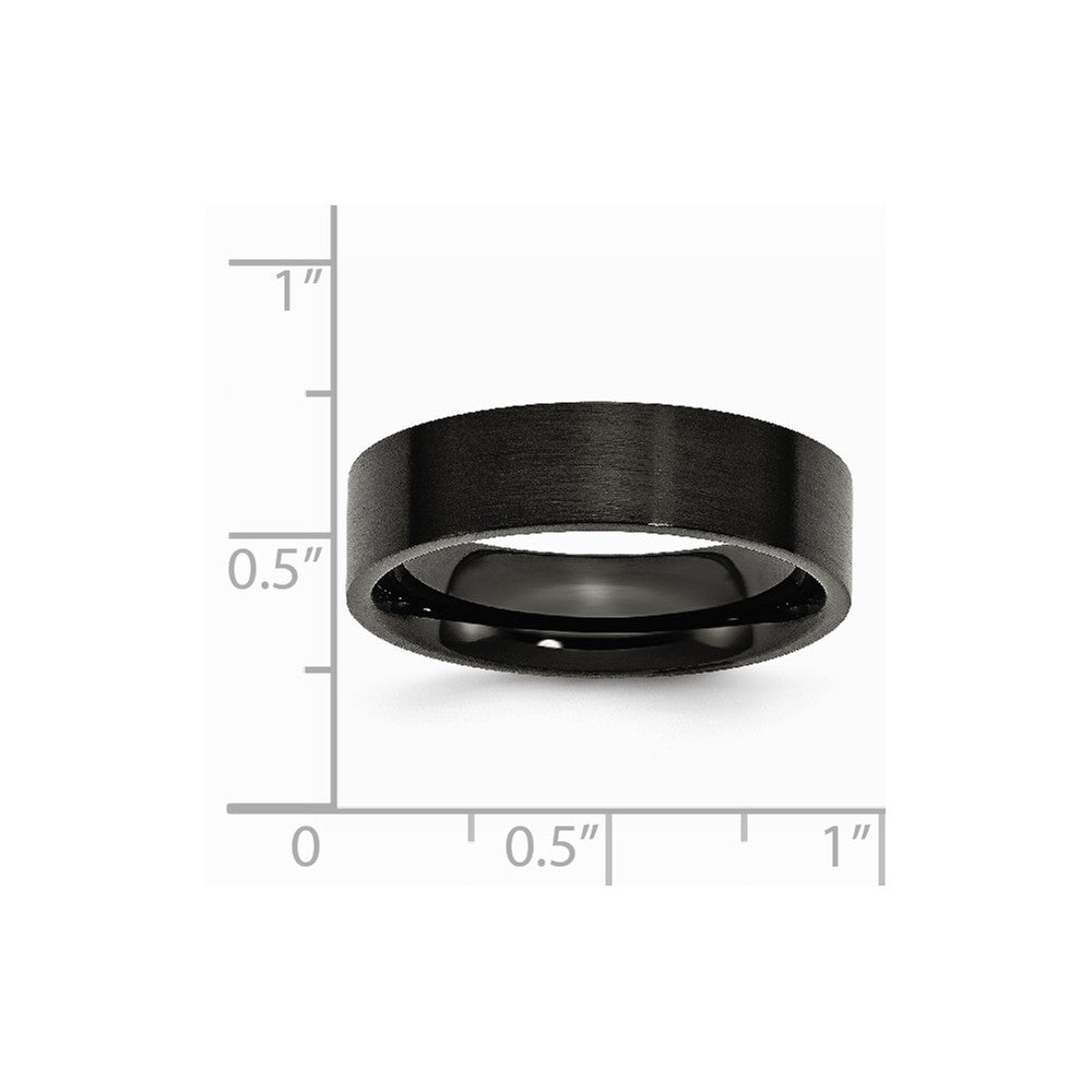 Stainless Steel 6mm Black IP-plated Brushed Flat Band