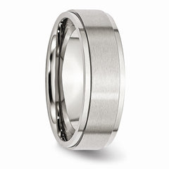 Stainless Steel Ridged Edge 7mm Brushed and Polished Band